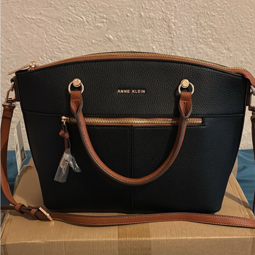 Anne Klein Black and Tan Shoulder Bag